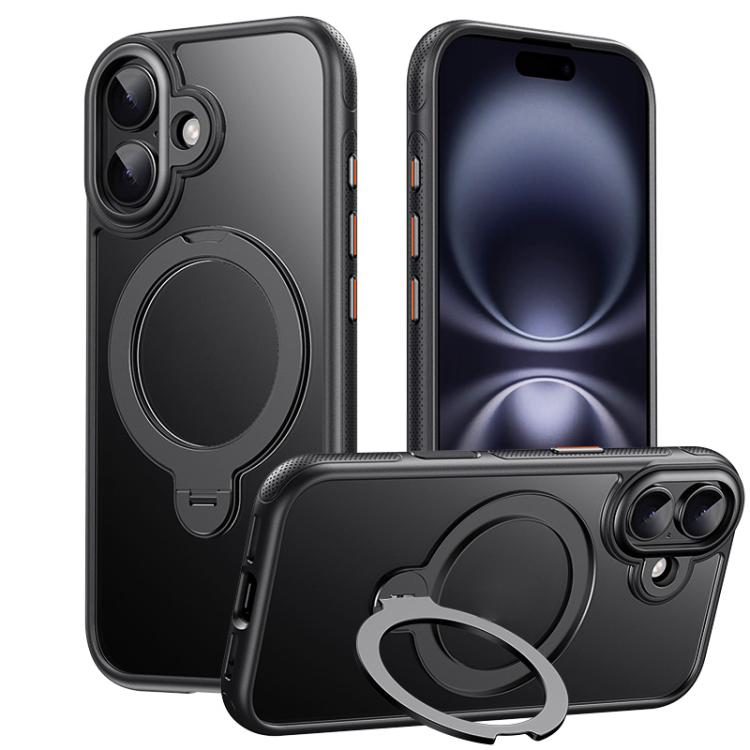 For iPhone 17 Gear-Style Stress Relief 360 Rotation Holder MagSafe Phone Case(Black) - iPhone 17 Cases by buy2fix | Online Shopping UK | buy2fix