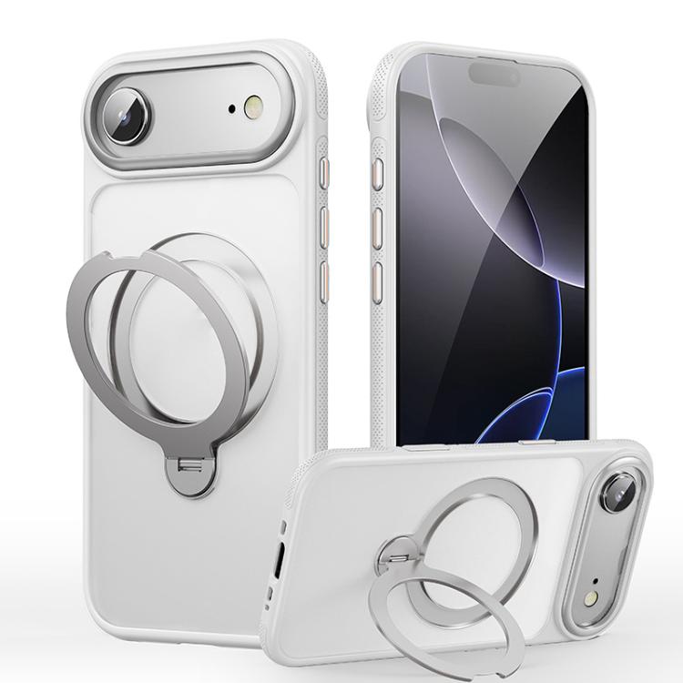 For iPhone Air Gear-Style Stress Relief 360 Rotation Holder MagSafe Phone Case(White) - iPhone Air Cases by buy2fix | Online Shopping UK | buy2fix