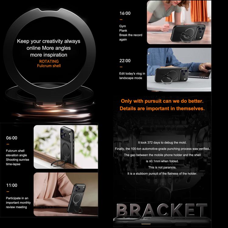 For iPhone 17 Gear-Style Stress Relief 360 Rotation Holder MagSafe Phone Case(Black) - iPhone 17 Cases by buy2fix | Online Shopping UK | buy2fix