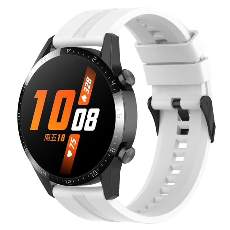 22mm For Huawei Watch GT5 / GT5 Pro xDfind Silicone Black Buckle Watch Band(White) - 22mm Bands by xDfind | Online Shopping UK | buy2fix