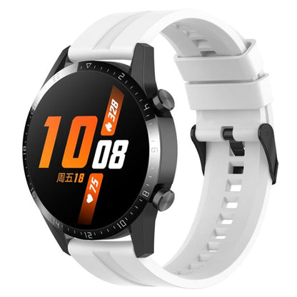 22mm For Huawei Watch GT5 / GT5 Pro xDfind Silicone Black Buckle Watch Band(White) - 22mm Bands by xDfind | Online Shopping UK | buy2fix