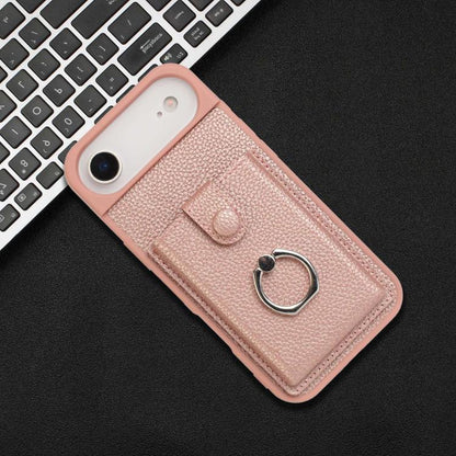 For iPhone Air Litchi Texture Drawing Card Bag Ring Holder Phone Case(Rose Gold) - iPhone Air Cases by buy2fix | Online Shopping UK | buy2fix