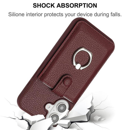 For iPhone Air Litchi Texture Drawing Card Bag Ring Holder Phone Case(Wine Red) - iPhone Air Cases by buy2fix | Online Shopping UK | buy2fix