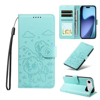 For iPhone Air Embossed Heart Dog RFID Blocking Wallet Leather Phone Case(Green) - iPhone Air Cases by buy2fix | Online Shopping UK | buy2fix