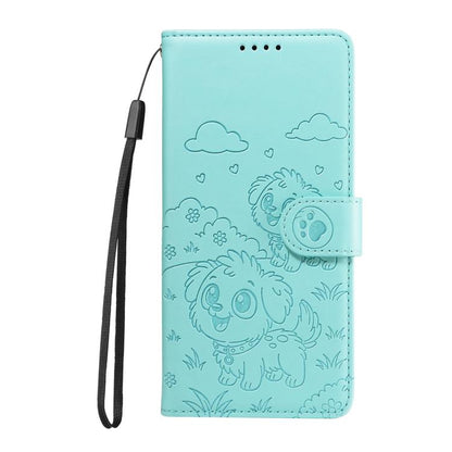 For iPhone Air Embossed Heart Dog RFID Blocking Wallet Leather Phone Case(Green) - iPhone Air Cases by buy2fix | Online Shopping UK | buy2fix