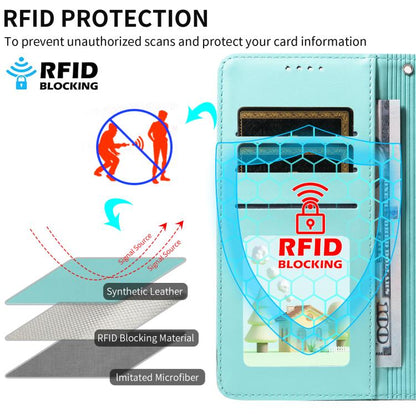 For iPhone Air Embossed Heart Dog RFID Blocking Wallet Leather Phone Case(Green) - iPhone Air Cases by buy2fix | Online Shopping UK | buy2fix