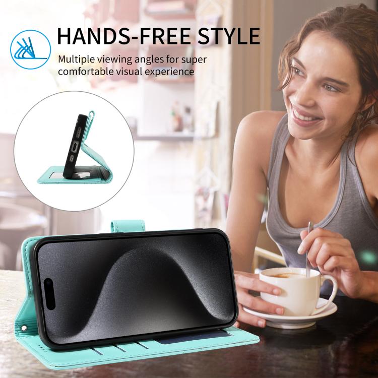 For iPhone Air Embossed Heart Dog RFID Blocking Wallet Leather Phone Case(Green) - iPhone Air Cases by buy2fix | Online Shopping UK | buy2fix