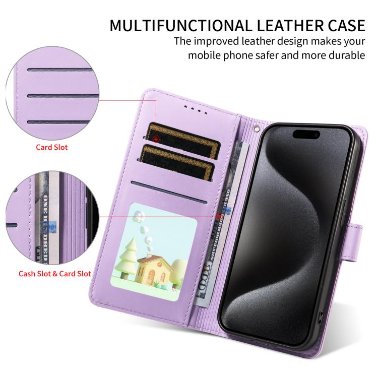 For iPhone Air Embossed Heart Dog RFID Blocking Wallet Leather Phone Case(Purple) - iPhone Air Cases by buy2fix | Online Shopping UK | buy2fix