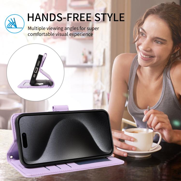 For iPhone Air Embossed Heart Dog RFID Blocking Wallet Leather Phone Case(Purple) - iPhone Air Cases by buy2fix | Online Shopping UK | buy2fix