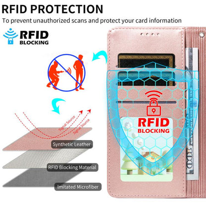 For iPhone Air Embossed Heart Dog RFID Blocking Wallet Leather Phone Case(Rose Gold) - iPhone Air Cases by buy2fix | Online Shopping UK | buy2fix