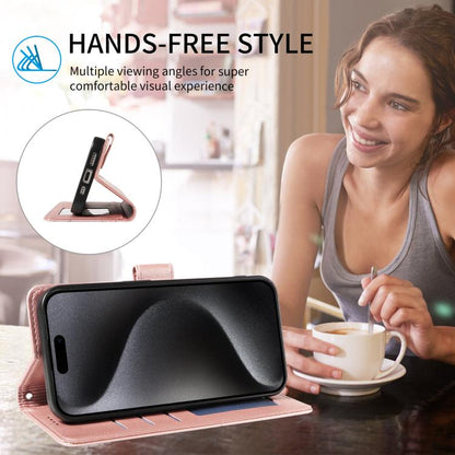 For iPhone Air Embossed Heart Dog RFID Blocking Wallet Leather Phone Case(Rose Gold) - iPhone Air Cases by buy2fix | Online Shopping UK | buy2fix