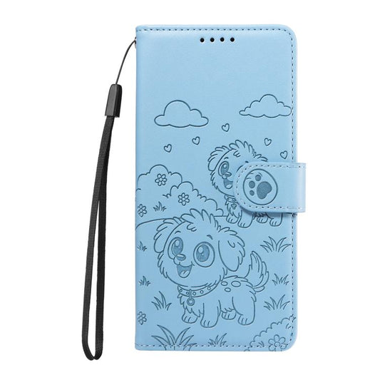 For iPhone Air Embossed Heart Dog RFID Blocking Wallet Leather Phone Case(Sky Blue) - iPhone Air Cases by buy2fix | Online Shopping UK | buy2fix