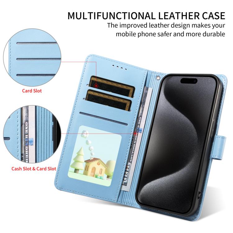 For iPhone Air Embossed Heart Dog RFID Blocking Wallet Leather Phone Case(Sky Blue) - iPhone Air Cases by buy2fix | Online Shopping UK | buy2fix