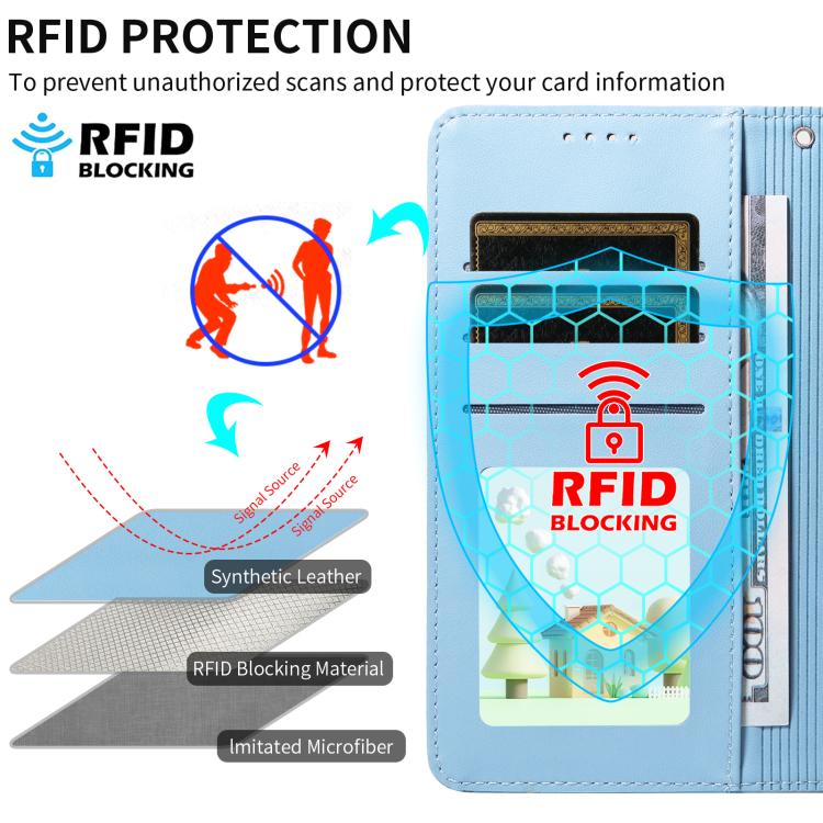 For iPhone Air Embossed Heart Dog RFID Blocking Wallet Leather Phone Case(Sky Blue) - iPhone Air Cases by buy2fix | Online Shopping UK | buy2fix