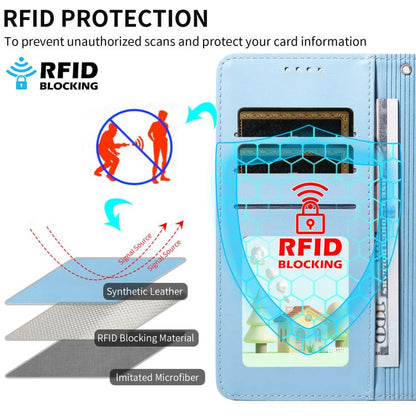 For iPhone Air Embossed Heart Dog RFID Blocking Wallet Leather Phone Case(Sky Blue) - iPhone Air Cases by buy2fix | Online Shopping UK | buy2fix