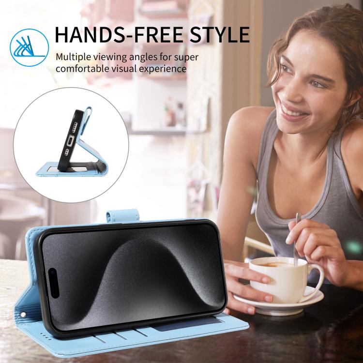 For iPhone Air Embossed Heart Dog RFID Blocking Wallet Leather Phone Case(Sky Blue) - iPhone Air Cases by buy2fix | Online Shopping UK | buy2fix