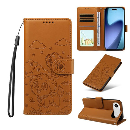 For iPhone Air Embossed Heart Dog RFID Blocking Wallet Leather Phone Case(Brown) - iPhone Air Cases by buy2fix | Online Shopping UK | buy2fix