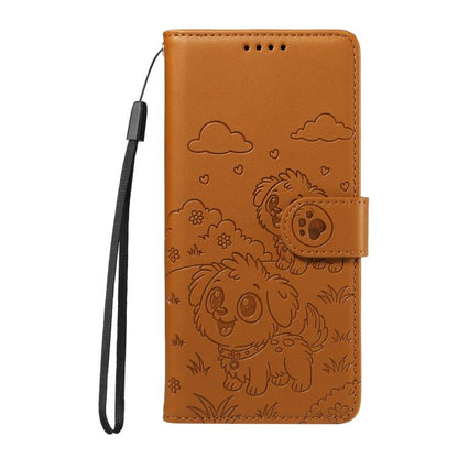 For iPhone Air Embossed Heart Dog RFID Blocking Wallet Leather Phone Case(Brown) - iPhone Air Cases by buy2fix | Online Shopping UK | buy2fix