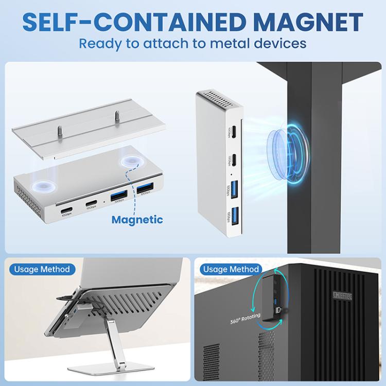 ORICO HST-2A2C 4 in 1 USB 3.2 10Gbps Detachable Magnetic Docking Station(Silver) - USB 3.0 HUB by ORICO | Online Shopping UK | buy2fix