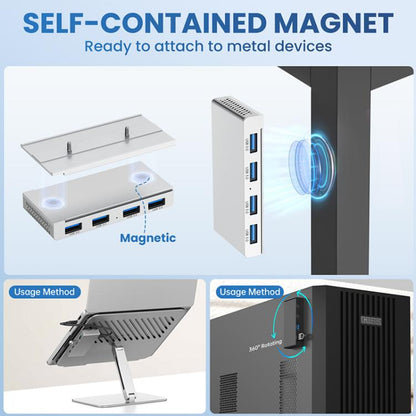 ORICO HST-4A-U3 4 in 1 USB 3.0 Detachable Magnetic Docking Station(Silver) - USB 3.0 HUB by ORICO | Online Shopping UK | buy2fix