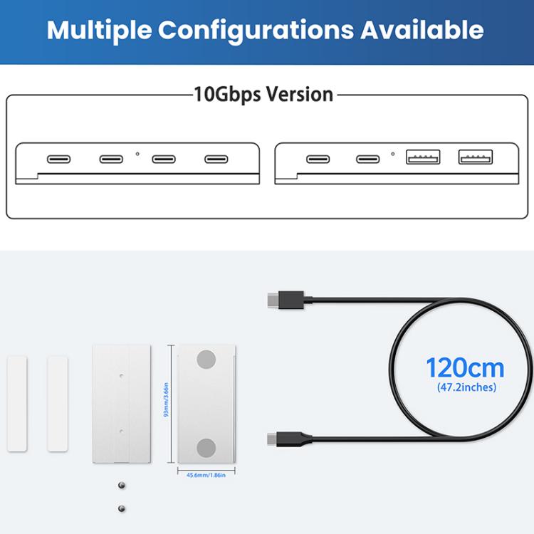 HST-4C 4 in 1 USB 3.2 10Gbps Detachable Magnetic Docking Station(Black) - USB 3.0 HUB by buy2fix | Online Shopping UK | buy2fix