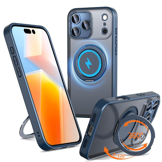 For iPhone 17 Pro Max Kalebol 360-degree Rotating MagSafe Magnetic Holder Phone Case(Blue)