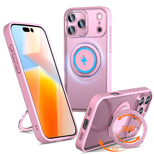 For iPhone 17 Pro Max Kalebol 360-degree Rotating MagSafe Magnetic Holder Phone Case(Pink)