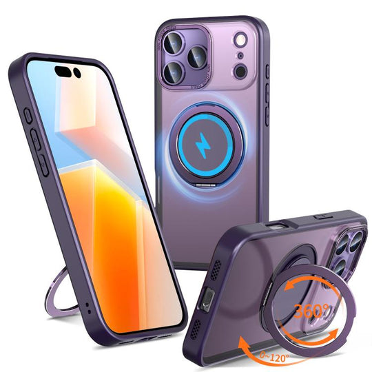 For iPhone 17 Pro Kalebol 360-degree Rotating MagSafe Magnetic Holder Phone Case(Purple)
