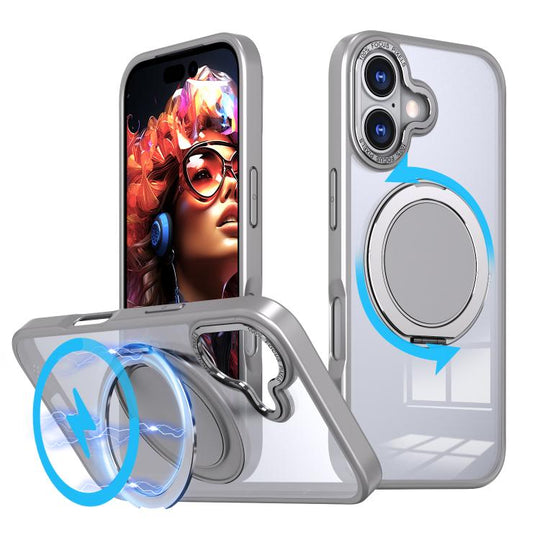 For iPhone 17 Kalebol 360-degree Rotating MagSafe Magnetic Holder Phone Case(Titanium Grey)