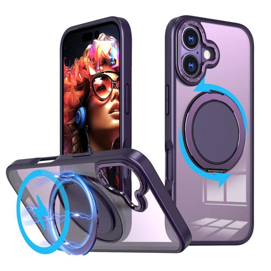 For iPhone 17 Kalebol 360-degree Rotating MagSafe Magnetic Holder Phone Case(Purple)