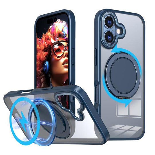 For iPhone 17 Kalebol 360-degree Rotating MagSafe Magnetic Holder Phone Case(Blue)