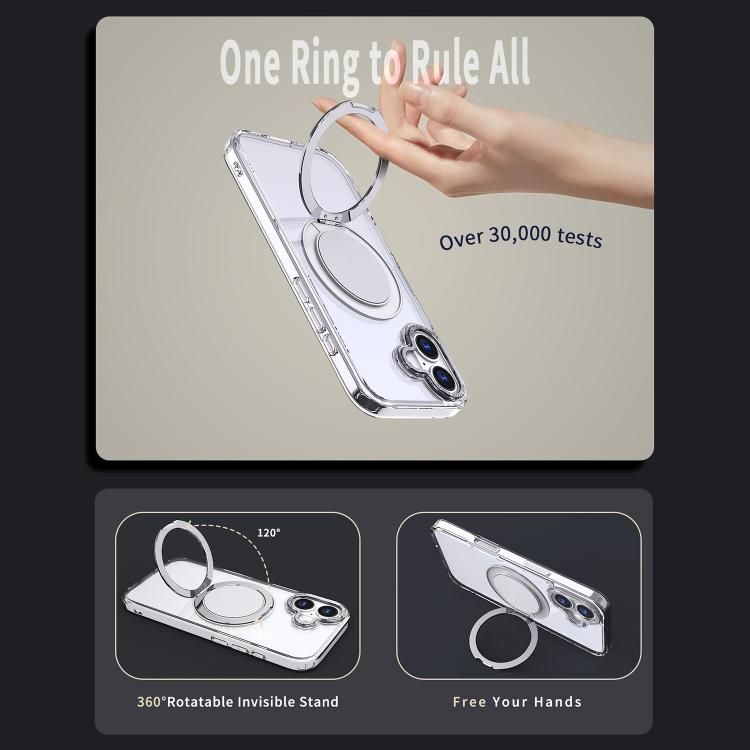 For iPhone 17 Kalebol 360-degree Rotating MagSafe Magnetic Holder Phone Case(Transparent) - iPhone 17 Cases by Kalebol | Online Shopping UK | buy2fix