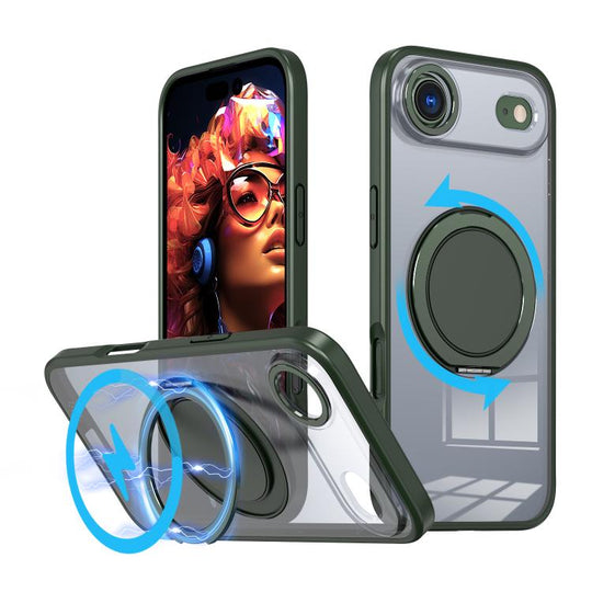 For iPhone Air Kalebol 360-degree Rotating MagSafe Magnetic Holder Phone Case(Green)