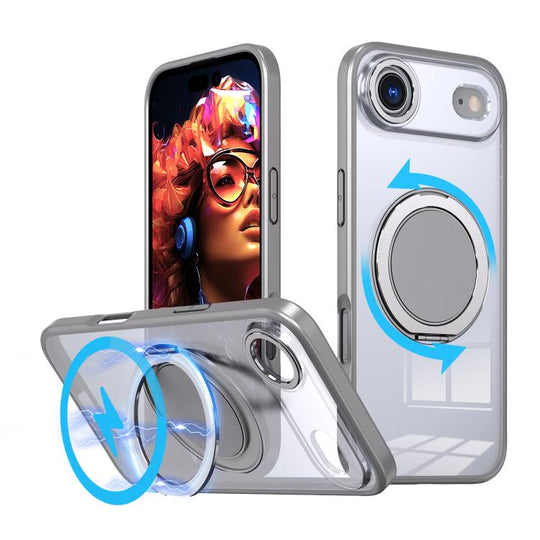 For iPhone Air Kalebol 360-degree Rotating MagSafe Magnetic Holder Phone Case(Titanium Grey)