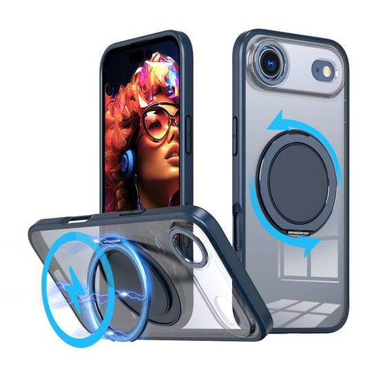 For iPhone Air Kalebol 360-degree Rotating MagSafe Magnetic Holder Phone Case(Blue)