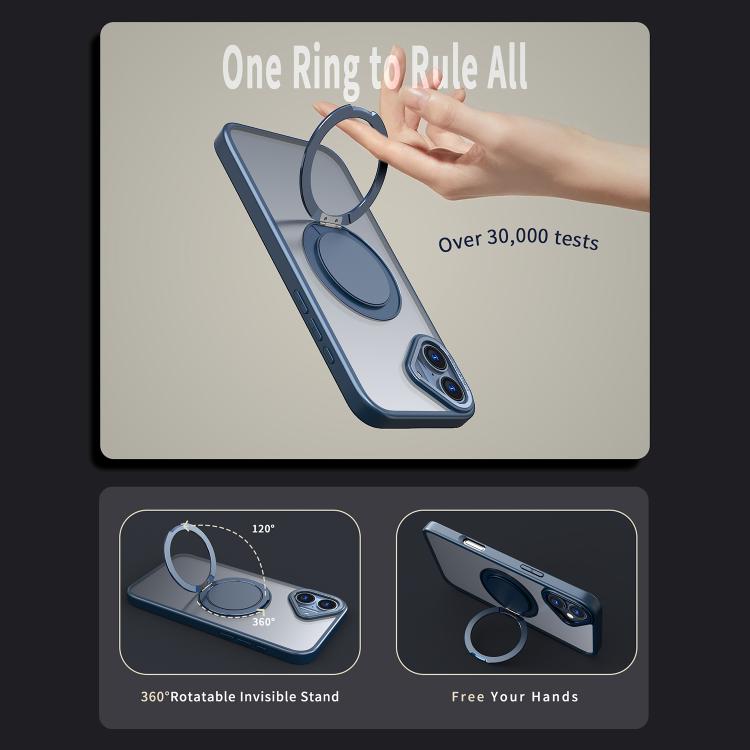 For iPhone 16 Kalebol 360-degree Rotating MagSafe Magnetic Holder Phone Case(Blue) - iPhone 16 Cases by Kalebol | Online Shopping UK | buy2fix