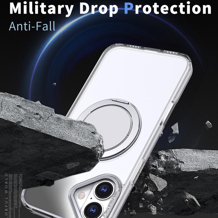 For iPhone 16 Kalebol 360-degree Rotating MagSafe Magnetic Holder Phone Case(Transparent) - iPhone 16 Cases by Kalebol | Online Shopping UK | buy2fix
