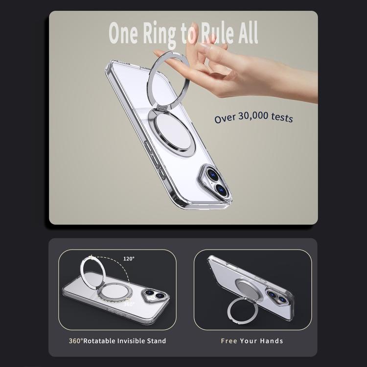 For iPhone 16 Kalebol 360-degree Rotating MagSafe Magnetic Holder Phone Case(Transparent) - iPhone 16 Cases by Kalebol | Online Shopping UK | buy2fix