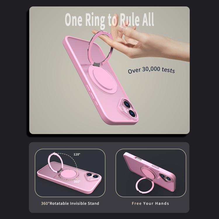 For iPhone 16 Kalebol 360-degree Rotating MagSafe Magnetic Holder Phone Case(Pink) - iPhone 16 Cases by Kalebol | Online Shopping UK | buy2fix