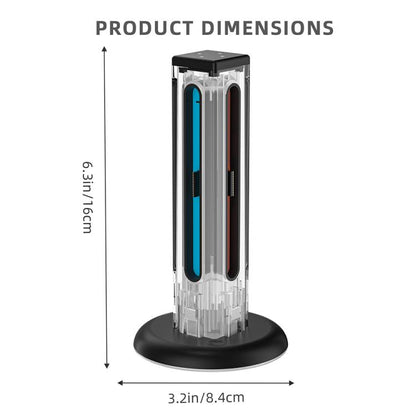 For Nintendo Switch 1 / 2 JYS NS2318 4 in 1 Game Controller Charging Dock with RGB Light(Transparent) - Charger & Power by JYS | Online Shopping UK | buy2fix