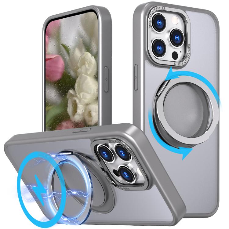 For iPhone 16 Pro Max Kalebol 360-degree Rotating MagSafe Magnetic Holder Phone Case(Titanium Grey) - iPhone 16 Pro Max Cases by Kalebol | Online Shopping UK | buy2fix