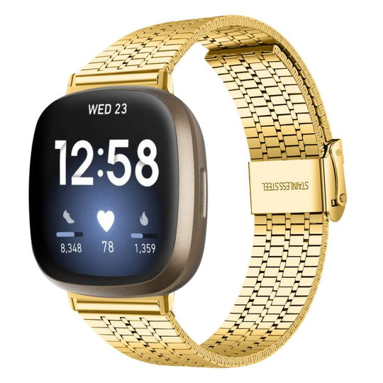 For Fitbit Versa 4 / 3 / Sense 2 / Sense xDfind Seven Beads Buckle Stainless Steel Watch Band(Gold)
