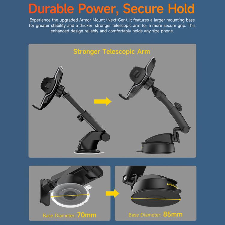 Ulefone UAN16 Armor Mount Car Phone Holder, Enhanced Model(Black) - Universal Car Holders by Ulefone | Online Shopping UK | buy2fix