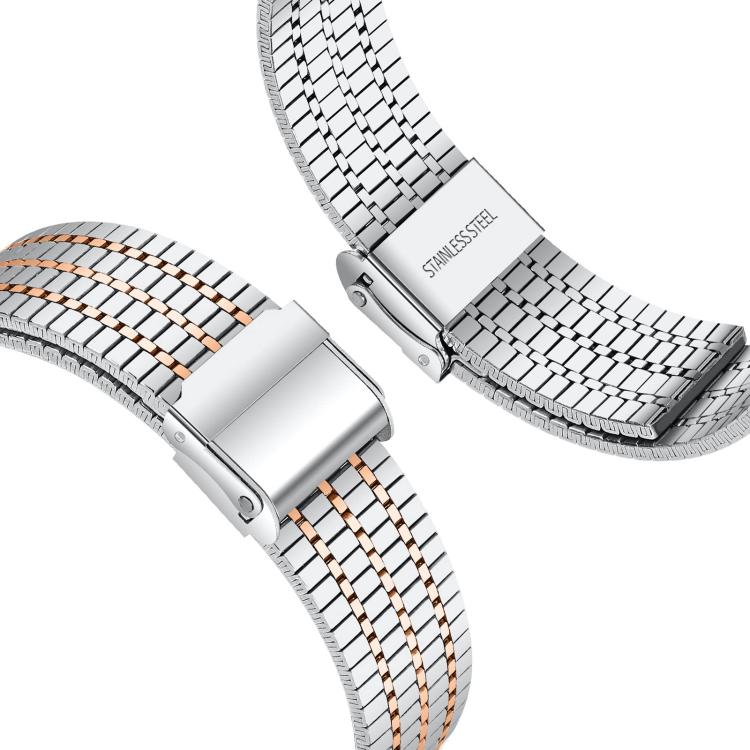 For Google Pixel Watch 3 45mm xDfind Seven Beads Buckle Stainless Steel Watch Band(Silver Rose Gold) - Watch Bands by xDfind | Online Shopping UK | buy2fix