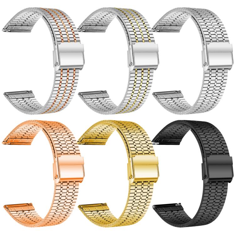 For Google Pixel Watch 3 45mm xDfind Seven Beads Buckle Stainless Steel Watch Band(Silver Rose Gold) - Watch Bands by xDfind | Online Shopping UK | buy2fix