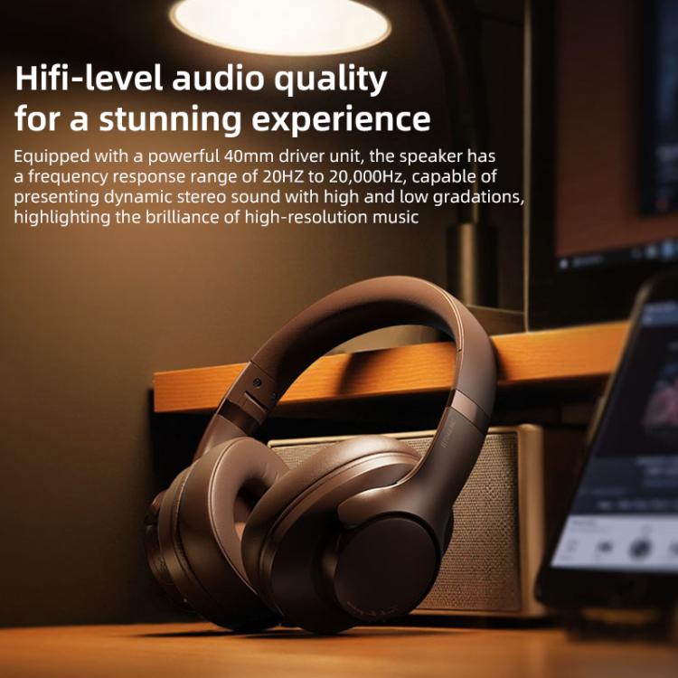 BT048NC Over-ear ANC and ENC Noise Reduction Wireless Headphones(Dark Brown) - Headset & Headphone by buy2fix | Online Shopping UK | buy2fix