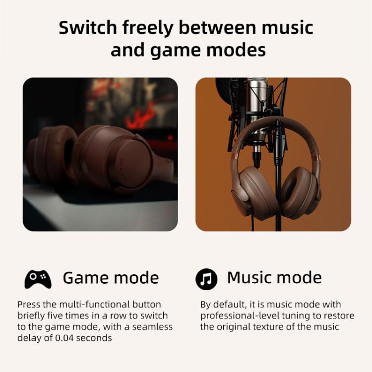 BT048NC Over-ear ANC and ENC Noise Reduction Wireless Headphones(Dark Brown) - Headset & Headphone by buy2fix | Online Shopping UK | buy2fix