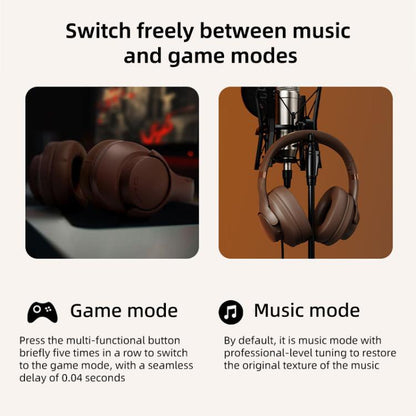 BT048NC Over-ear ANC and ENC Noise Reduction Wireless Headphones(Light Brown) - Headset & Headphone by buy2fix | Online Shopping UK | buy2fix