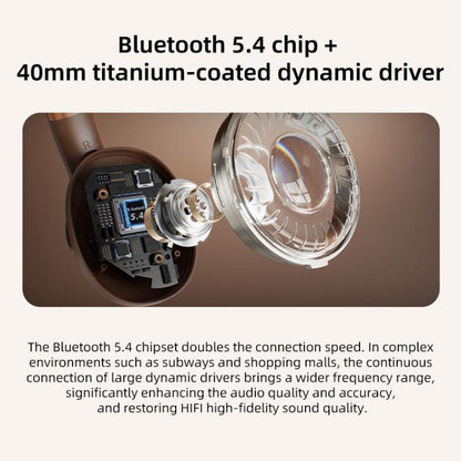 BT048NC Over-ear ANC and ENC Noise Reduction Wireless Headphones(Dark Brown) - Headset & Headphone by buy2fix | Online Shopping UK | buy2fix