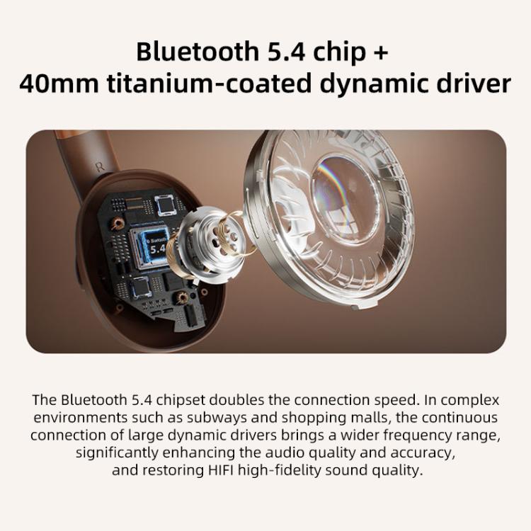 BT048NC Over-ear ANC and ENC Noise Reduction Wireless Headphones(Light Brown) - Headset & Headphone by buy2fix | Online Shopping UK | buy2fix